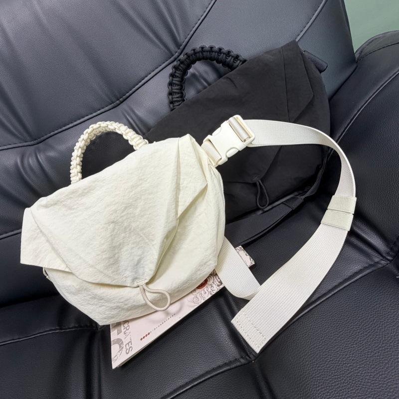 Lightweight Nylon Crossbody Bag with Solid Color Pattern And Decorative Bead Details | High-Quality Oxford Weave with Polyester Lining | Suitable for Daily Commuting And Sports Use