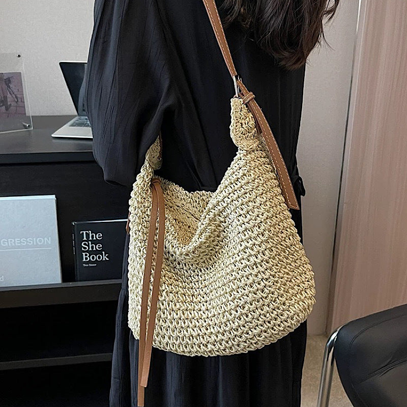 Women's Handmade Woven Crossbody Bag Suitable for Everyday & Special Occasions - Minimalist Light Luxury Shoulder Purse with Strap, Chain Strap, Multicolor Options (\u002F\u002FGrey\u002FTan),, Hand Washable for -outfit Style