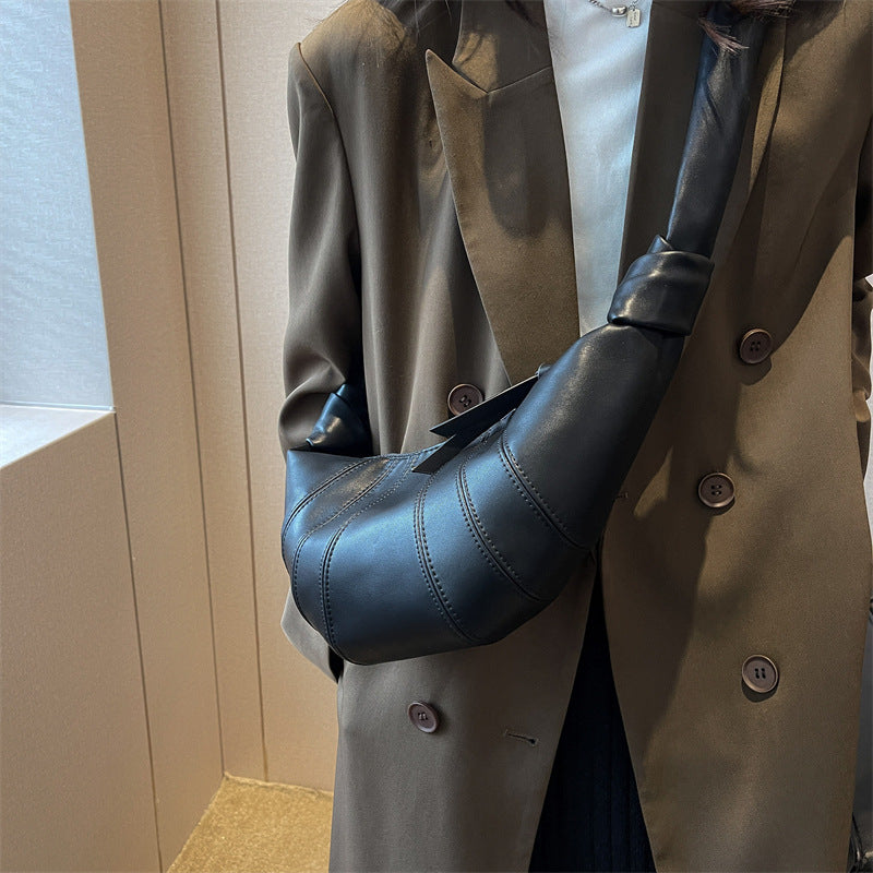 2026 New Autumn Textured Croissant Bag - Trendy Crossbody Bag for Women, Easy Horn Design Dumpling Bag