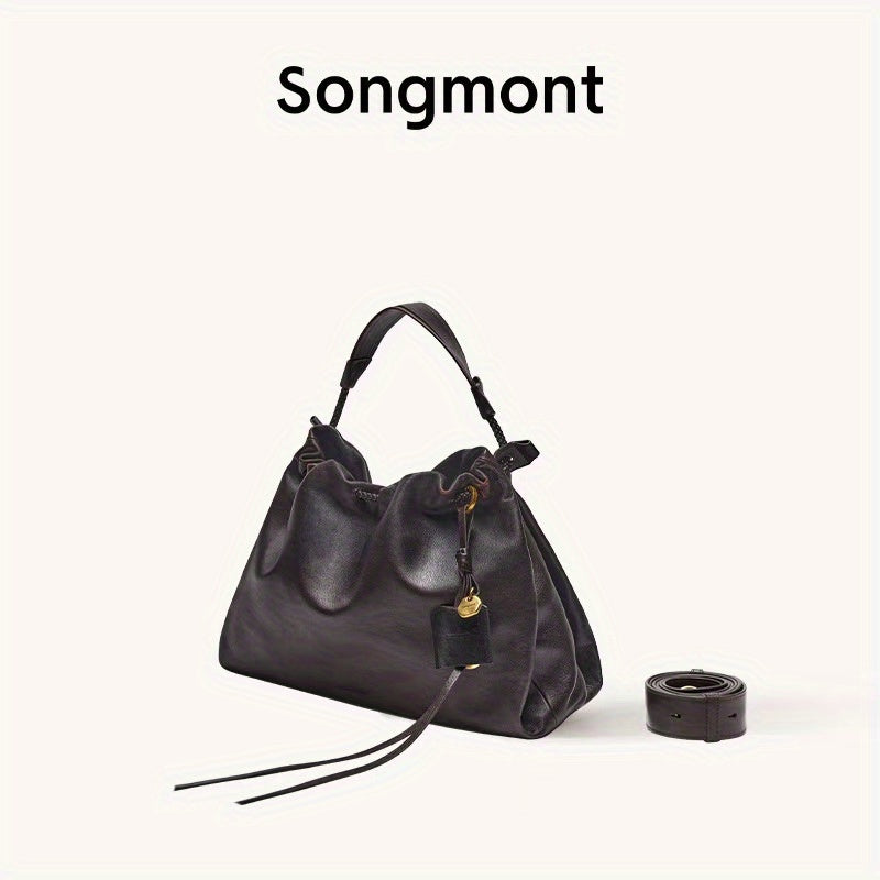 Women'S Genuine Leather Crossbody Bag Easy Everyday Handbag with an Open Top Design, Elegant Small Shoulder Bag, Suitable for Work, Travel, Formal And Casual Occasions - Black\u002FWhite, Durable And Easy to Clean - Daily Commuting
