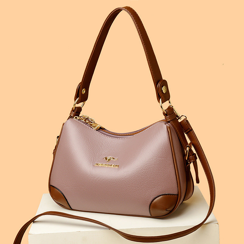 2024 New Women'S Kangaroo Single Shoulder Crossbody Bag, Soft Leather, Multi-Compartment, Easy And Versatile with Large Capacity for Moms