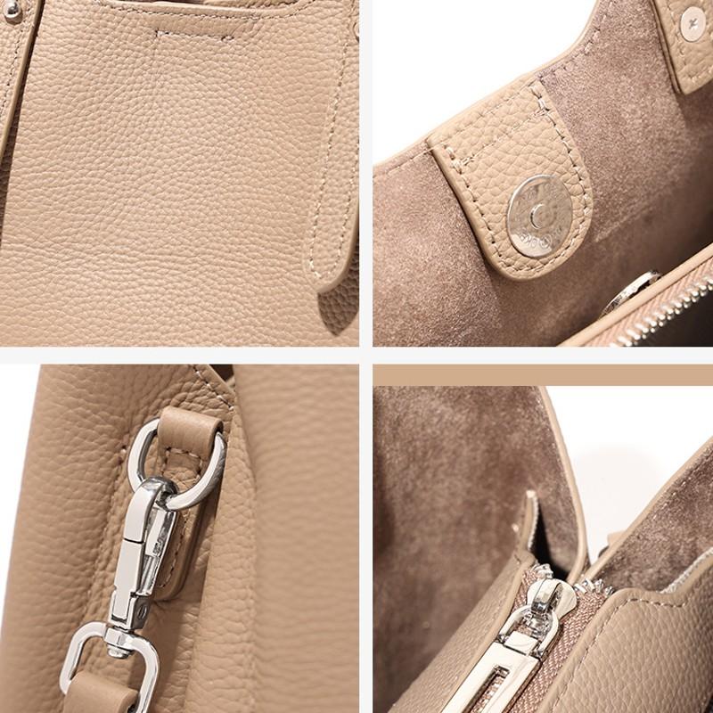 1pc Contemporary Black Real Leather Tote Bag Featuring a Zipper Closure And Lined Edges | Can Be Hand Washed Or Dry Cleaned | Suitable for Everyday Travel And Casual Occasions