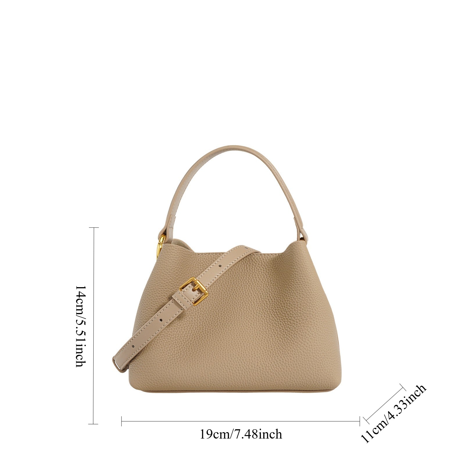 Women Mini Bucket Bag Top Layer Cowhide Handbag Crossbody Bag Small Commuter Basket Bag