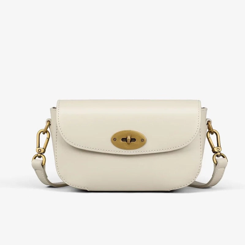 A New Small Square Crossbody Bag for Women Made of Authentic White Leather, Featuring a Light Luxury Design That Is Trendy And Suitable for Everyday Commuting