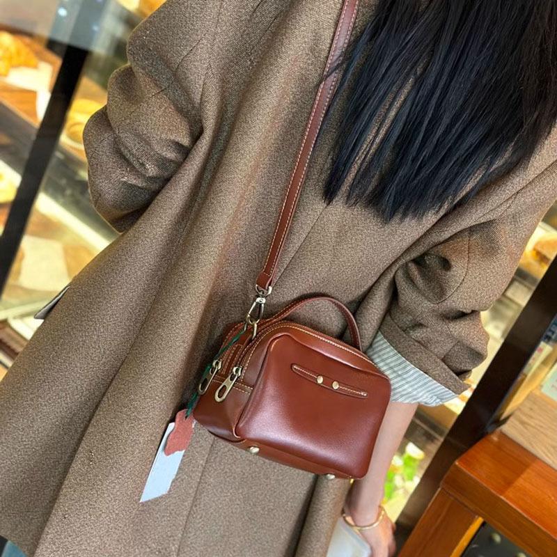 New Cowhide Bag, Women' S Genuine Leather Small Square Bag Versatile Women' S Bag Fashionable Single Shoulder Casual Crossbody Bag