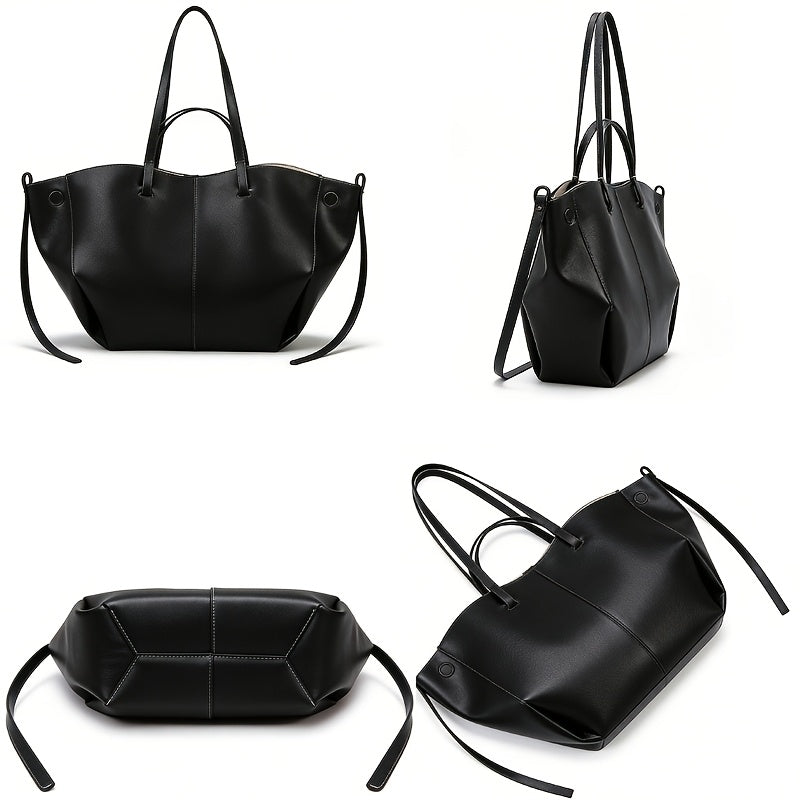 Women' Large Capacity Synthetic Leather Tote Bag Compatible for \u002FTablet Carrying, Multi-Compartment Crossbody\u002FShoulder Purse with Wing, Buckle Closure & Strap - Spacious Office Work Bag Suitable for Daily Commute, Mom Handbag