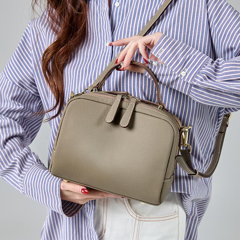 1pc Women' Genuine Leather Shoulder Bag with Zipper Closure & Smooth Liner - Modern Minimalist Handbag, Solid Color Suitable for,, Travel, Casual or Dressy Outfits, Hand Wash\u002FDry Clean Care (Black or Color)