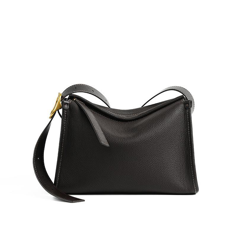 1pc Women' Genuine Leather Crossbody Bag with Zipper Closure & - Liner - Solid Color Shoulder Purse Suitable for Daily Commute, Casual Use,,, Travel - Available in \u002F\u002FCocoa\u002F\u002FTan\u002F