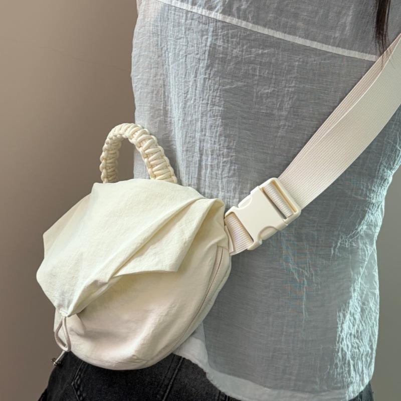 Lightweight Nylon Crossbody Bag with Solid Color Pattern And Decorative Bead Details | High-Quality Oxford Weave with Polyester Lining | Suitable for Daily Commuting And Sports Use