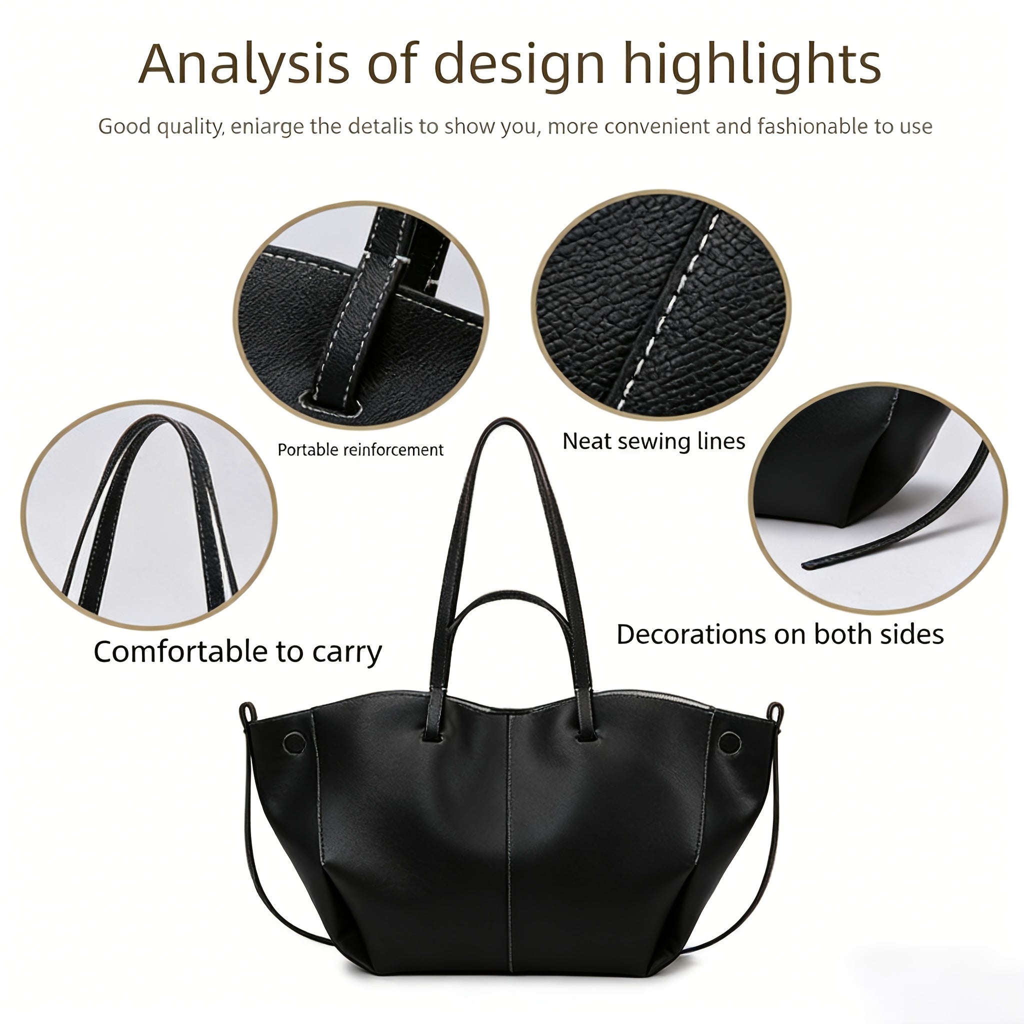 Women' Large Capacity Synthetic Leather Tote Bag Compatible for \u002FTablet Carrying, Multi-Compartment Crossbody\u002FShoulder Purse with Wing, Buckle Closure & Strap - Spacious Office Work Bag Suitable for Daily Commute, Mom Handbag