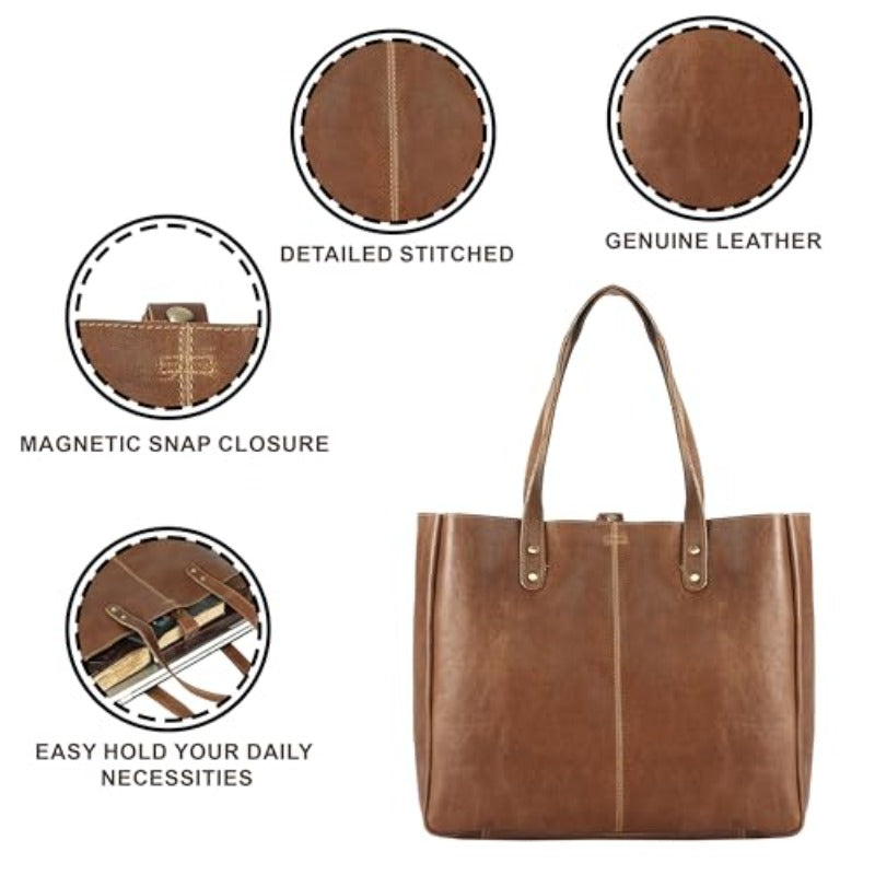 xwlLeather Tote Bag for Women Purse Satchel Travel Bag Shopping Carry Menger Multipurpose Handbag