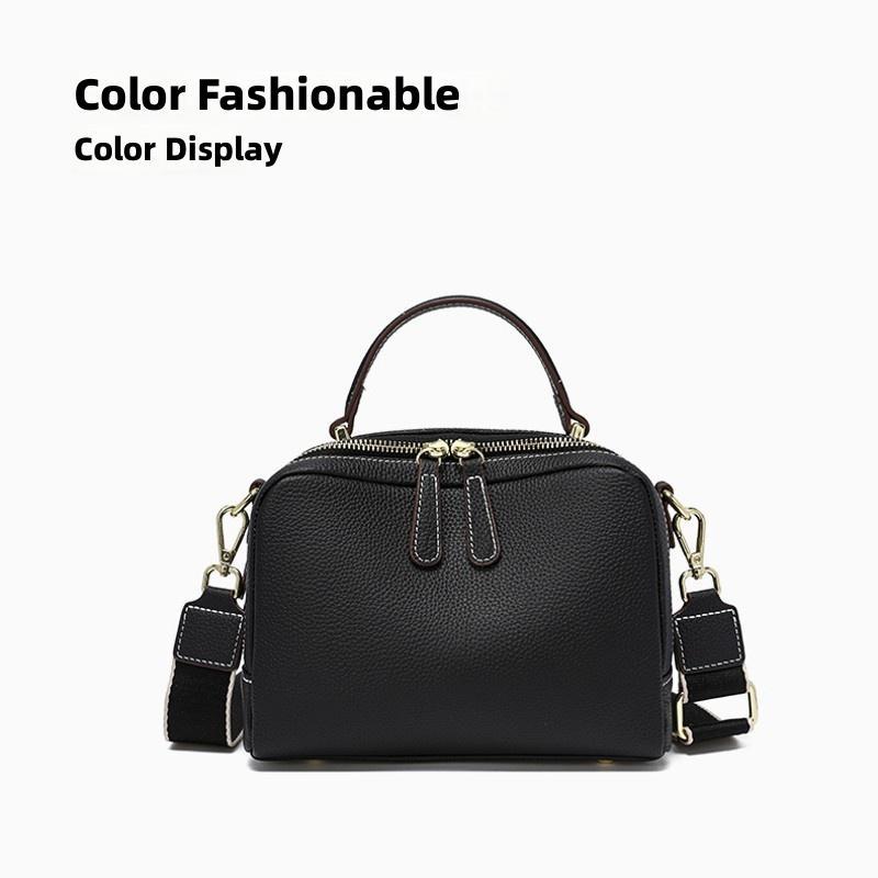 1pc Women' Genuine Leather Shoulder Bag with Zipper Closure & Smooth Liner - Modern Minimalist Handbag, Solid Color Suitable for,, Travel, Casual or Dressy Outfits, Hand Wash\u002FDry Clean Care (Black or Color)