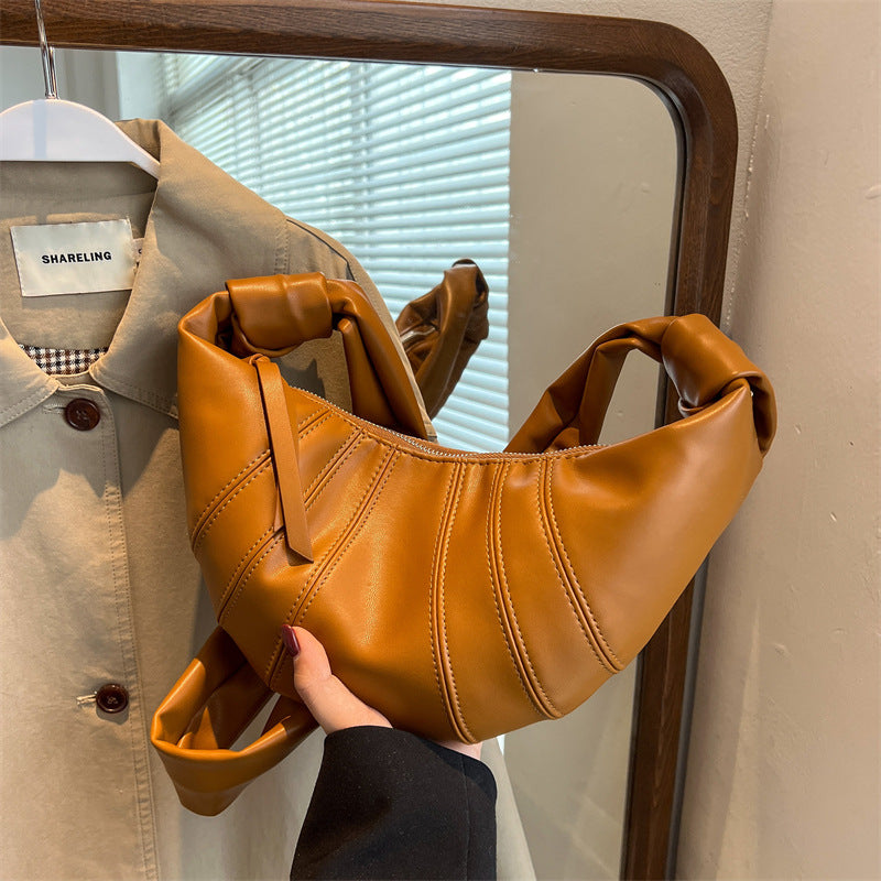 2026 New Autumn Textured Croissant Bag - Trendy Crossbody Bag for Women, Easy Horn Design Dumpling Bag