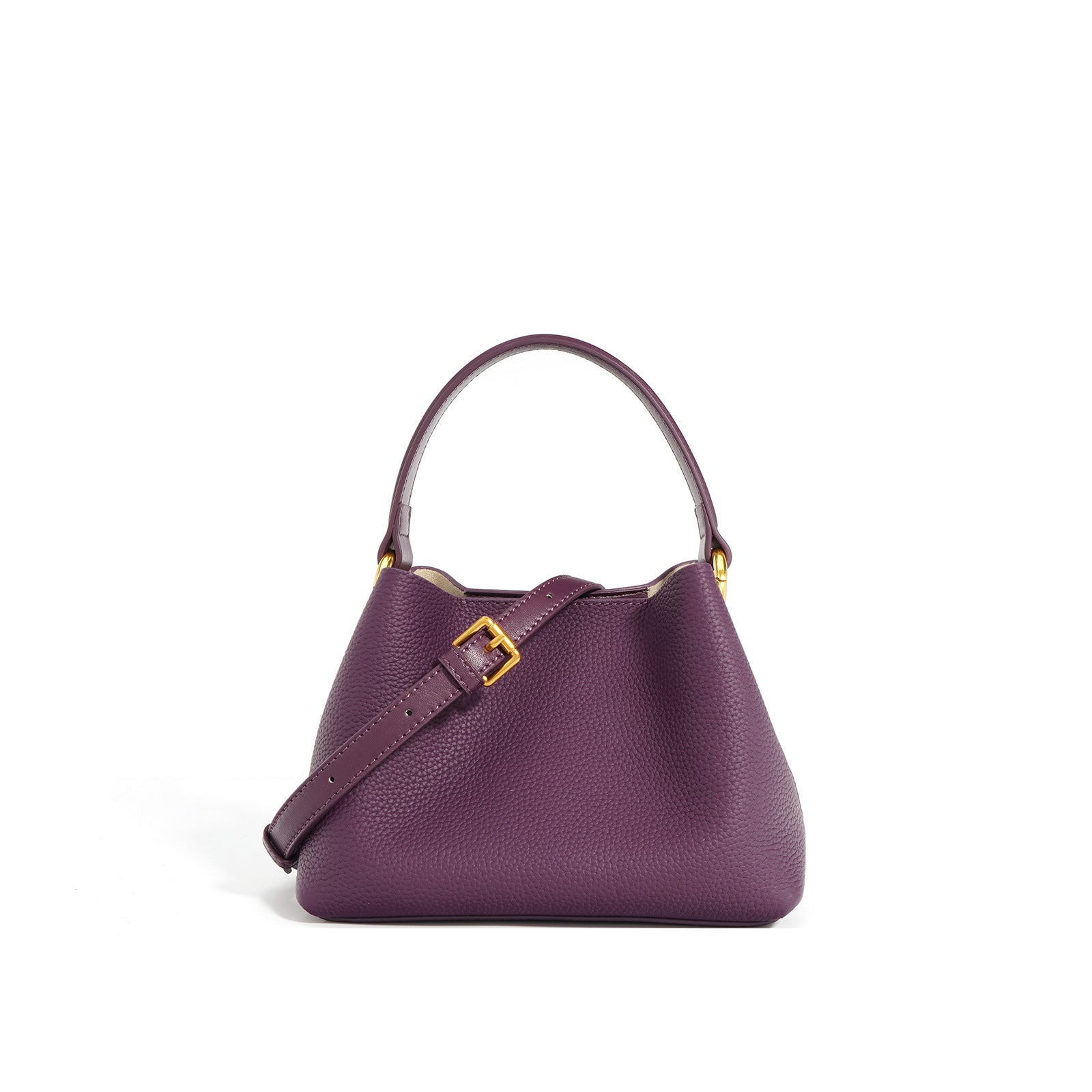 Women Mini Bucket Bag Top Layer Cowhide Handbag Crossbody Bag Small Commuter Basket Bag