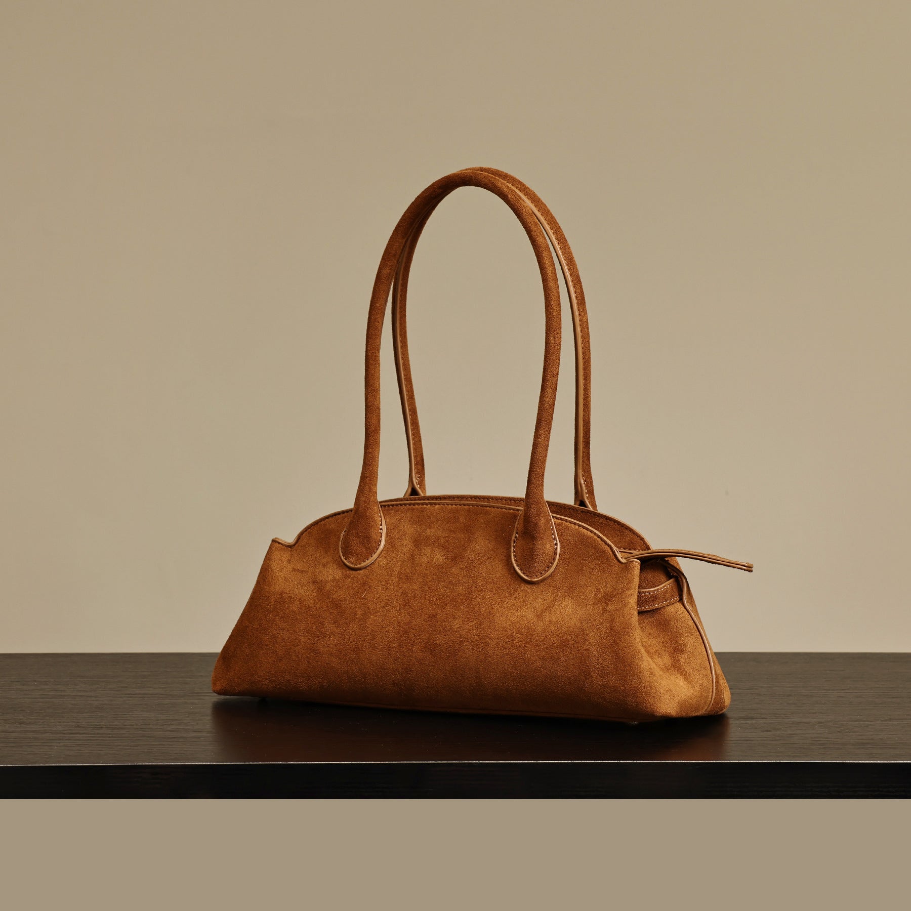 Retro Suede Microfiber Bowling Bag, Dual-use as Hand-carry or Shoulder Bag, Large-capacity Fashionable Women's Commuter Bag