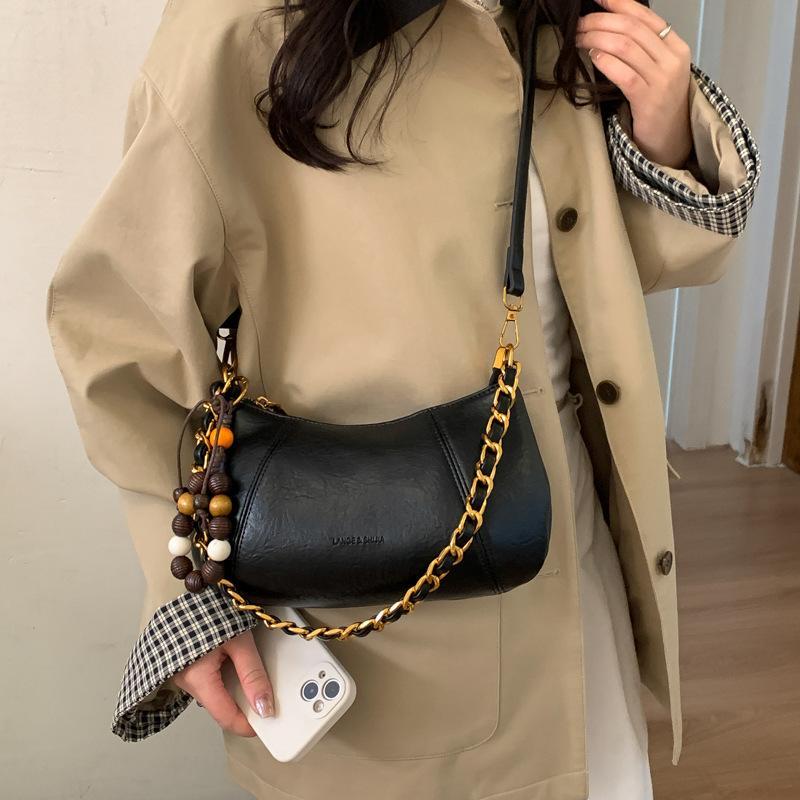 Retro Frosted Soft Dumpling Bag with Chain, Single Shoulder and Armpit Bag, Women' S High-end Feeling, Single Shoulder Crossbody Bag, Trendy