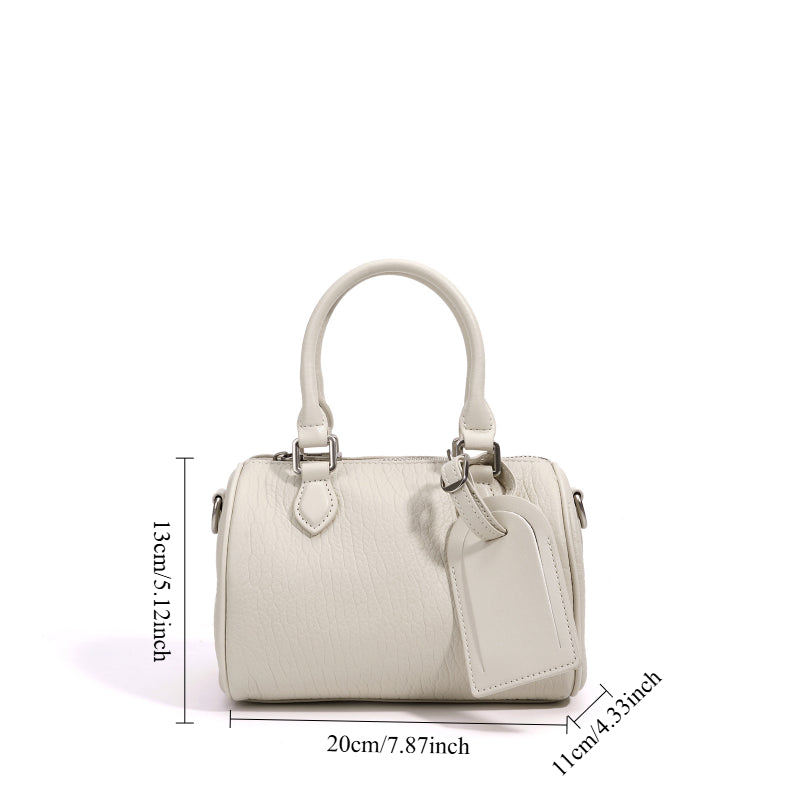 New Top Layer Cowhide Boston Pillow Bag, Women's Handbag, High-end Minimalist Texture Genuine Leather, Niche Design Versatile Commuting Bag, Fashionable Daily Essential
