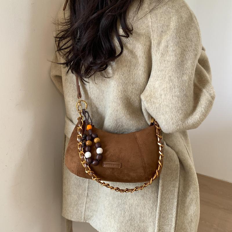 Retro Frosted Soft Dumpling Bag with Chain, Single Shoulder and Armpit Bag, Women' S High-end Feeling, Single Shoulder Crossbody Bag, Trendy