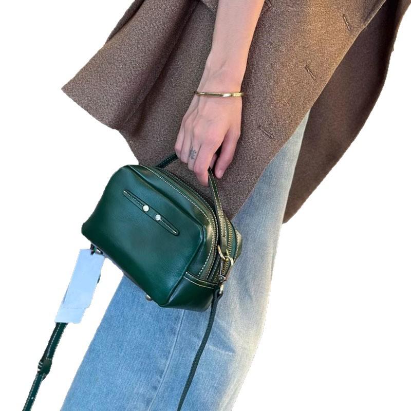 New Cowhide Bag, Women' S Genuine Leather Small Square Bag Versatile Women' S Bag Fashionable Single Shoulder Casual Crossbody Bag