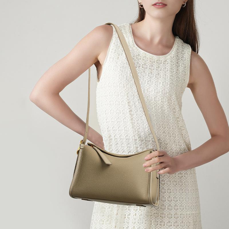 1pc Women' Genuine Leather Crossbody Bag with Zipper Closure & - Liner - Solid Color Shoulder Purse Suitable for Daily Commute, Casual Use,,, Travel - Available in \u002F\u002FCocoa\u002F\u002FTan\u002F