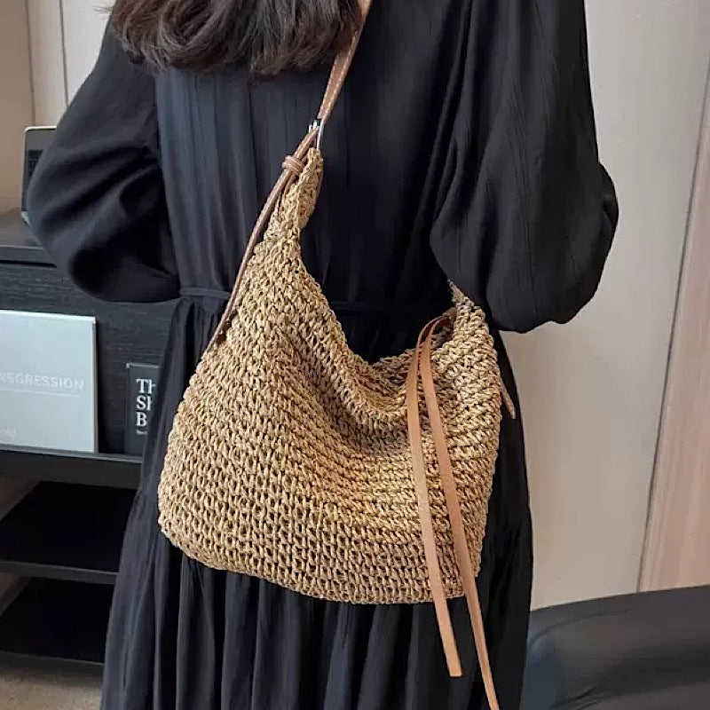 Women's Handmade Woven Crossbody Bag Suitable for Everyday & Special Occasions - Minimalist Light Luxury Shoulder Purse with Strap, Chain Strap, Multicolor Options (\u002F\u002FGrey\u002FTan),, Hand Washable for -outfit Style