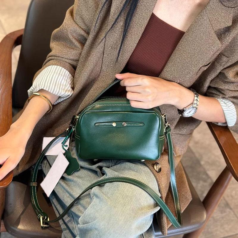 New Cowhide Bag, Women' S Genuine Leather Small Square Bag Versatile Women' S Bag Fashionable Single Shoulder Casual Crossbody Bag