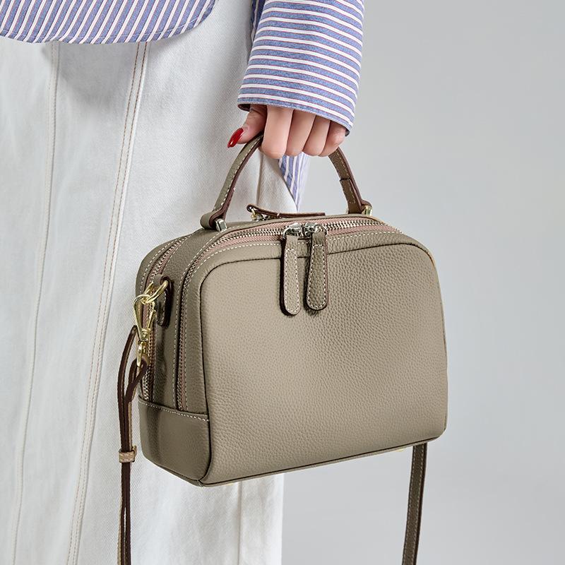 1pc Women' Genuine Leather Shoulder Bag with Zipper Closure & Smooth Liner - Modern Minimalist Handbag, Solid Color Suitable for,, Travel, Casual or Dressy Outfits, Hand Wash\u002FDry Clean Care (Black or Color)