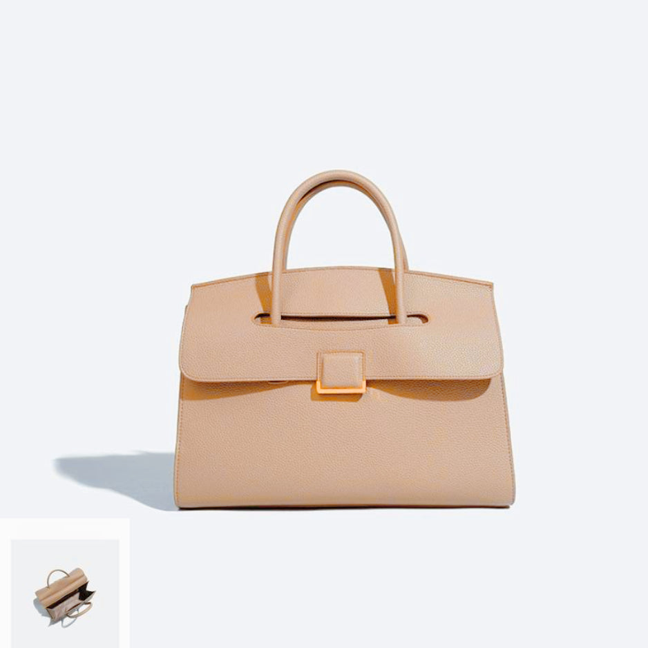 Women's Elegant Handbag with Buckle Closure & Fixed Strap - Cream & Suitable for Color, Professional Tote for Office, Travel, Commuting - Luxury Cream Handbag, Durable Women's Accessory
